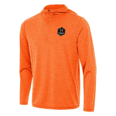 Men's Antigua Heather Orange Houston Dash Tidy Quarter-Zip Pullover Hoodie