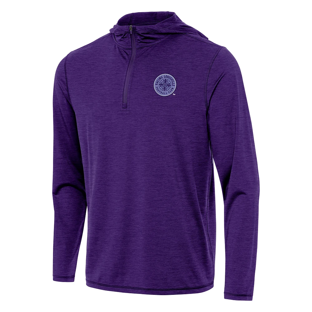Men's Antigua Heather Purple Racing Louisville FC Tidy Quarter-Zip Pullover Hoodie