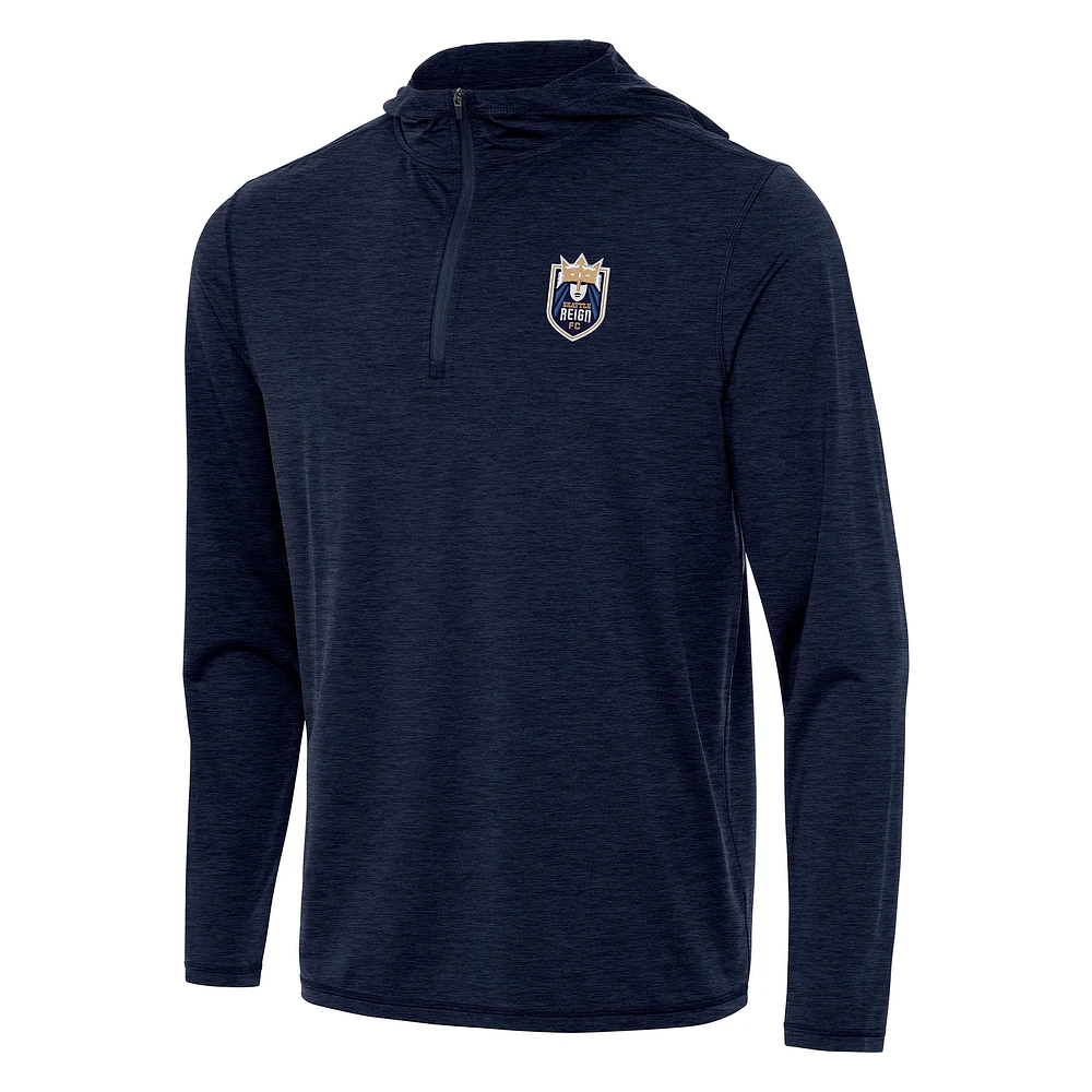 Men's Antigua Heather Navy Seattle Reign FC Tidy Quarter-Zip Pullover Hoodie