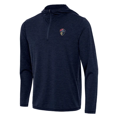 Men's Antigua Heather Navy North Carolina Courage Tidy Quarter-Zip Pullover Hoodie