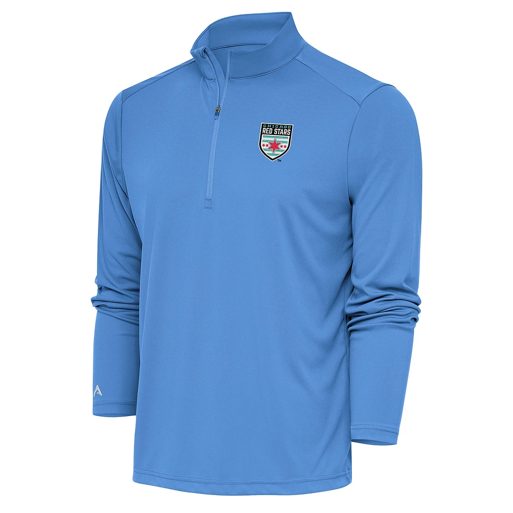 Men's Antigua Light Blue Chicago Red Stars Tribute Quarter-Zip Top