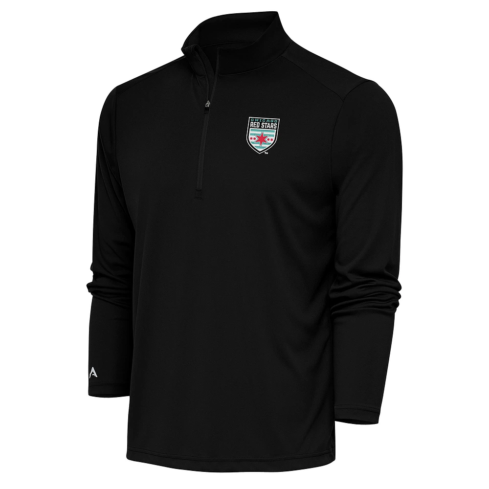 Men's Antigua Black Chicago Red Stars Tribute Quarter-Zip Top