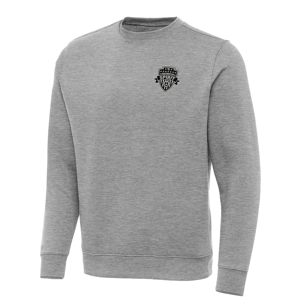 Men's Antigua Heather Gray Washington Spirit Victory Crew Neck Pullover Sweatshirt