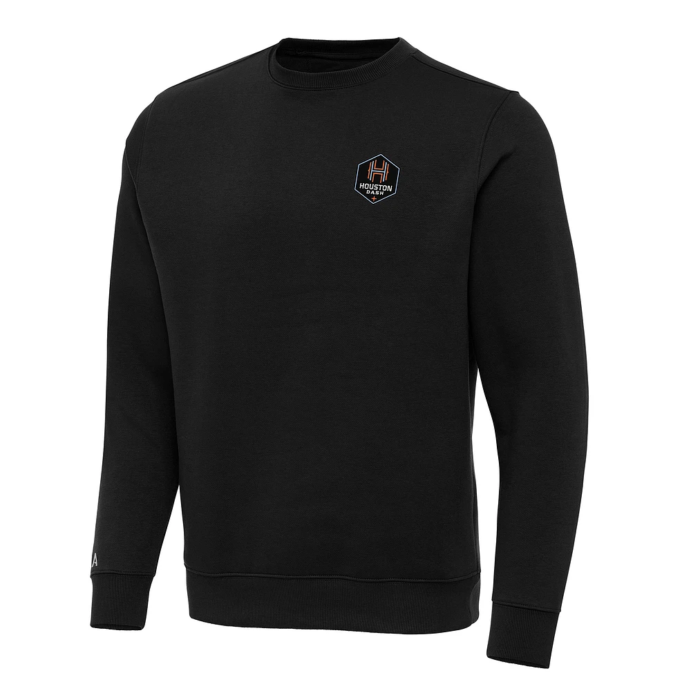 Men's Antigua Black Houston Dash Victory Crew Neck Pullover Sweatshirt