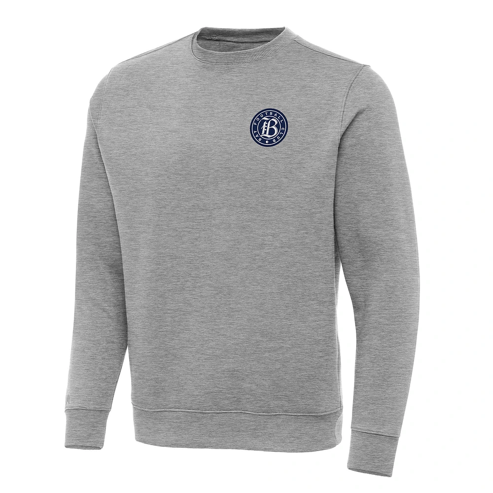 Men's Antigua Heather Gray Bay FC Victory Crew Neck Pullover Sweatshirt