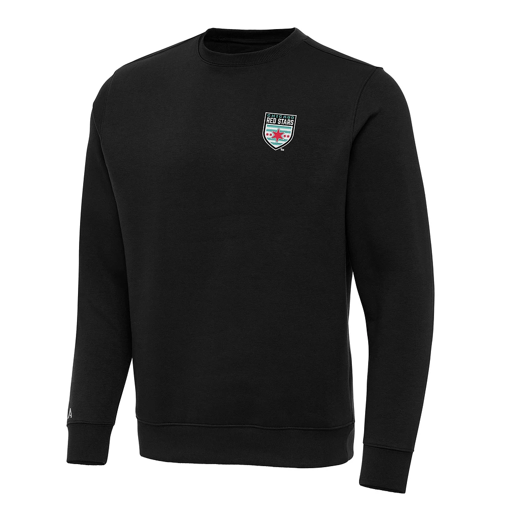 Men's Antigua Black Chicago Red Stars Victory Crew Neck Pullover Sweatshirt