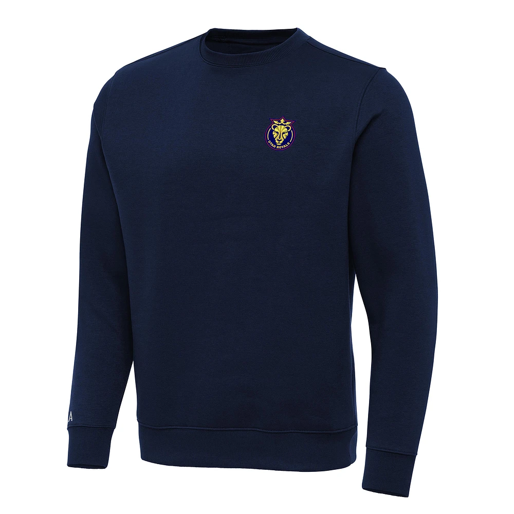Men's Antigua Royal Utah Royals Victory Crew Neck Pullover Sweatshirt