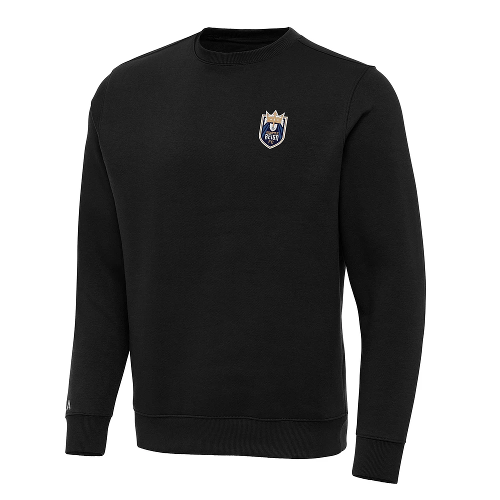 Men's Antigua Black Seattle Reign FC Victory Crew Neck Pullover Sweatshirt