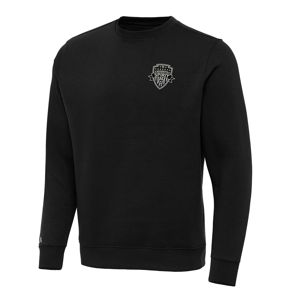 Men's Antigua Black Washington Spirit Victory Crew Neck Pullover Sweatshirt