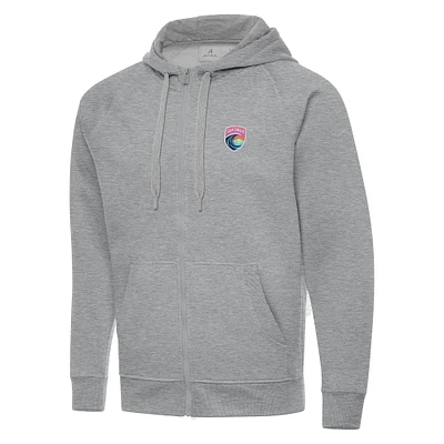 Men's Antigua Heather Gray San Diego Wave FC Victory Full-Zip Hoodie