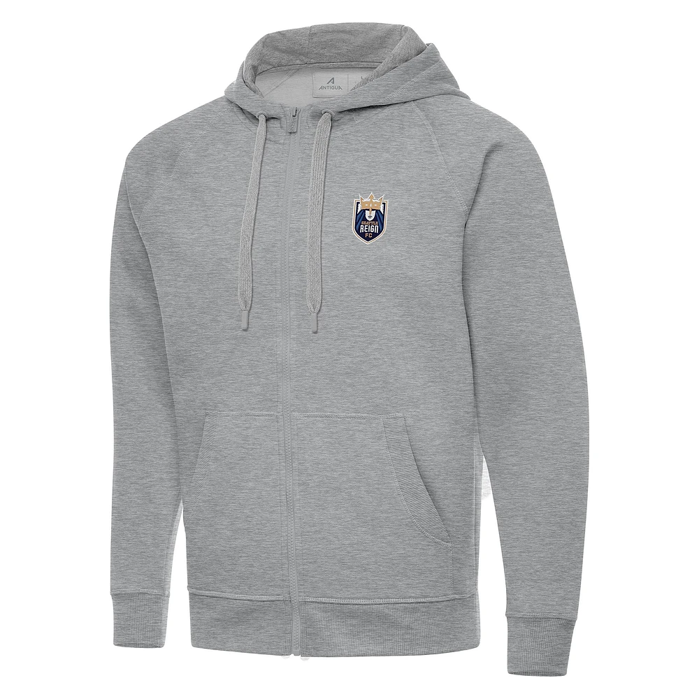 Men's Antigua Heather Gray Seattle Reign FC Victory Full-Zip Hoodie