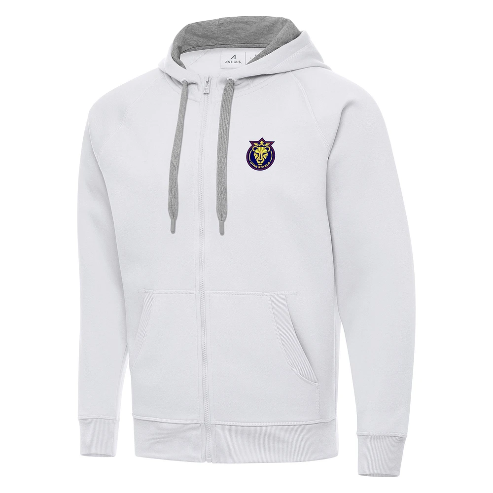 Men's Antigua White Utah Royals Victory Full-Zip Hoodie