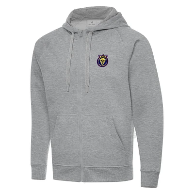 Men's Antigua Heather Gray Utah Royals Victory Full-Zip Hoodie