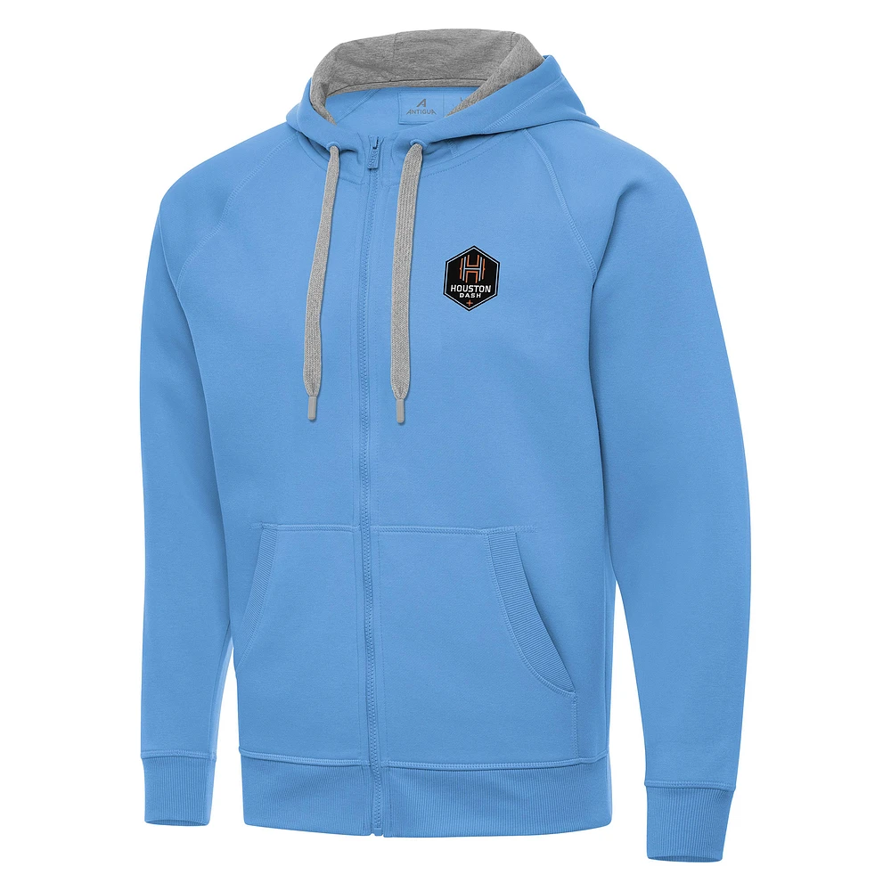 Men's Antigua Light Blue Houston Dash Victory Full-Zip Hoodie