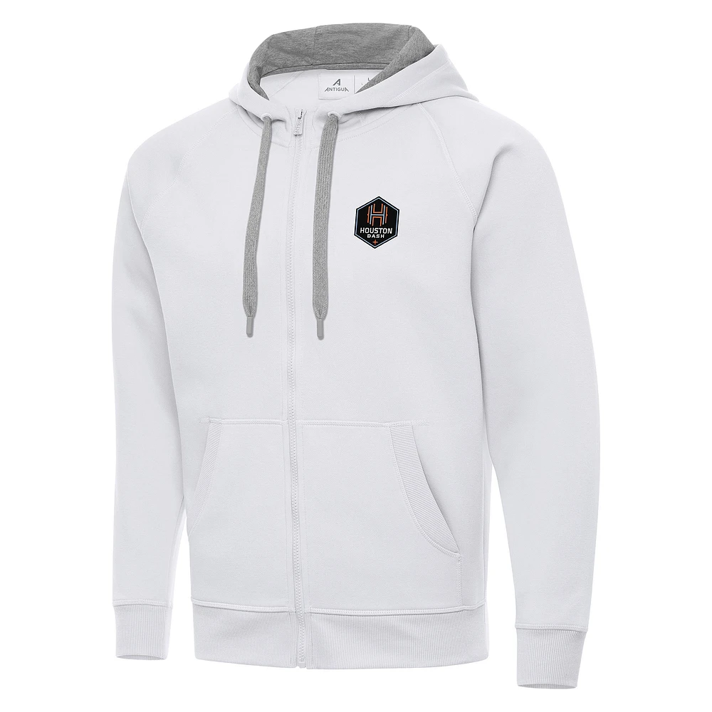 Men's Antigua White Houston Dash Victory Full-Zip Hoodie