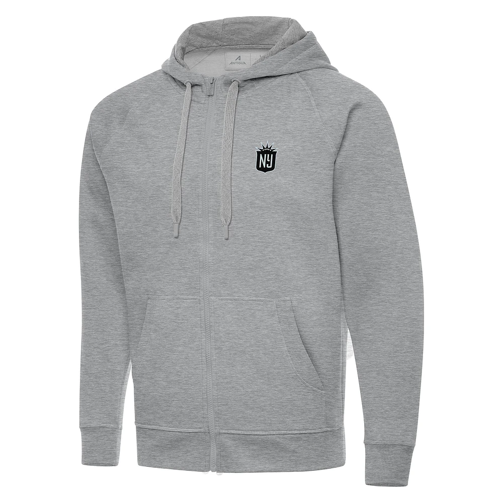 Men's Antigua Heather Gray NJ/NY Gotham FC Victory Full-Zip Hoodie