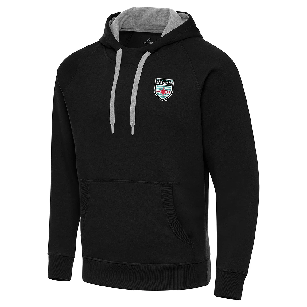 Men's Antigua Black Chicago Red Stars Victory Pullover Hoodie