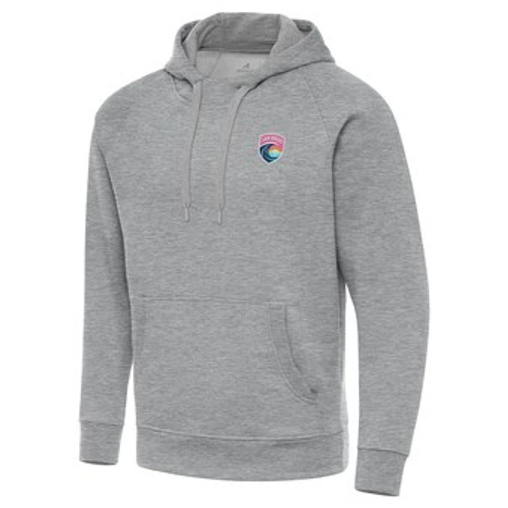 Men's Antigua Heather Gray San Diego Wave FC Victory Pullover Hoodie