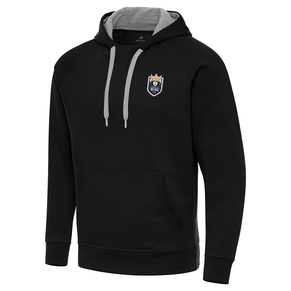Men's Antigua Black Seattle Reign FC Victory Pullover Hoodie