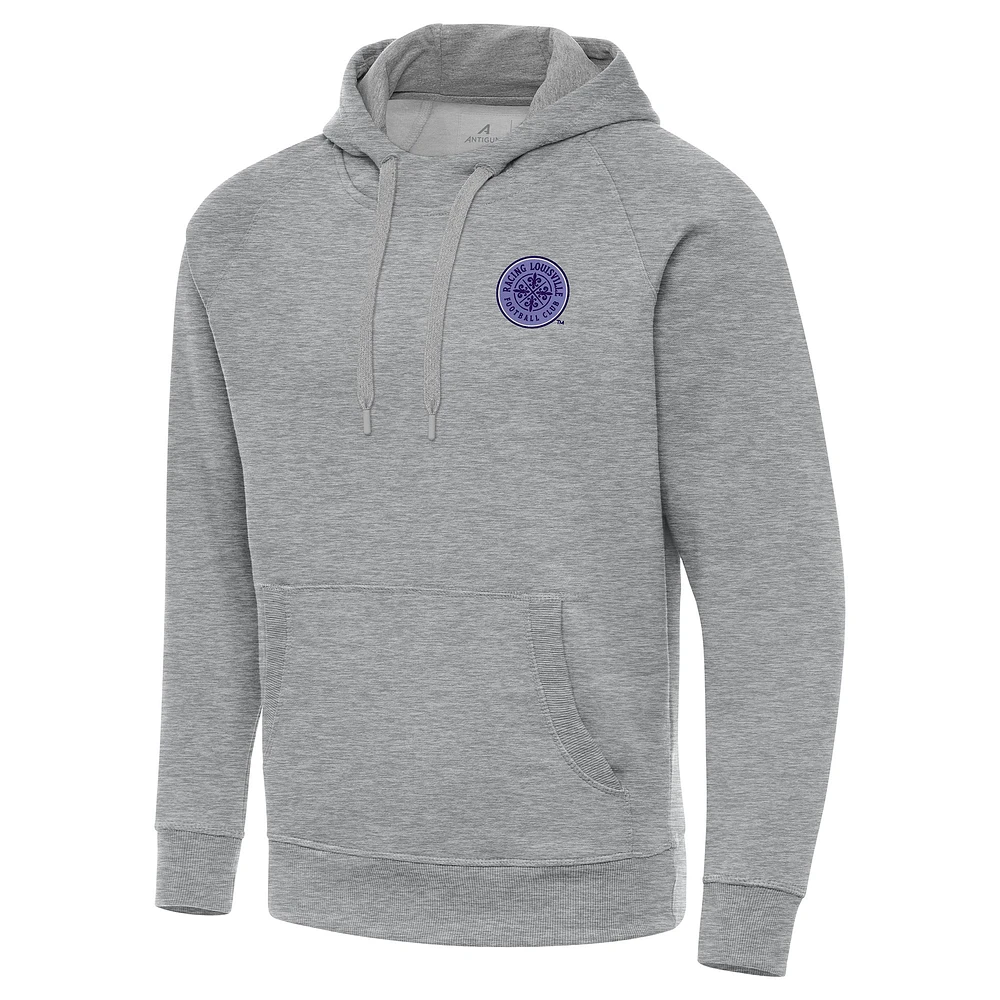 Men's Antigua Heather Gray Racing Louisville FC Big & Tall Victory Pullover Hoodie