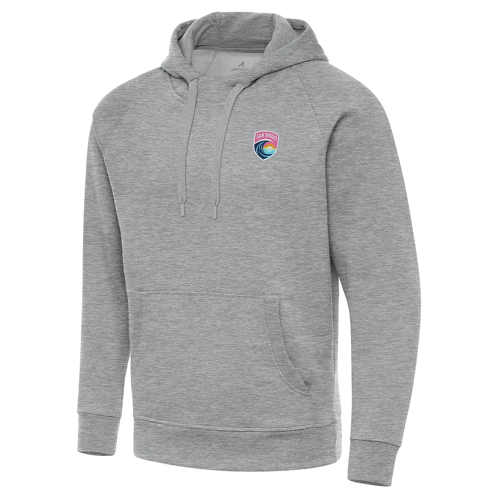 Men's Antigua Heather Gray San Diego Wave FC Big & Tall Victory Pullover Hoodie