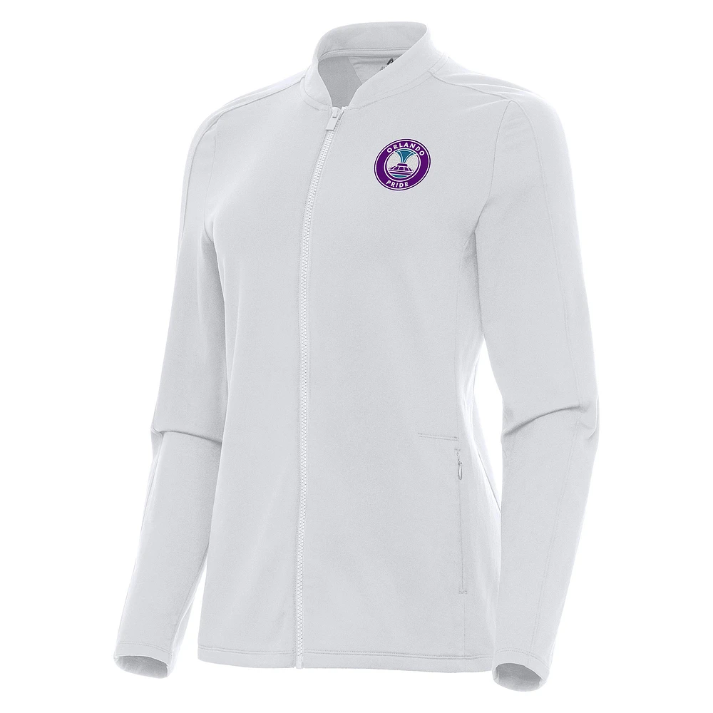 Women's Antigua White Orlando Pride Continual Full-Zip Jacket