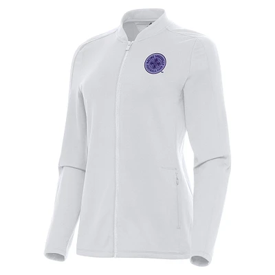 Women's Antigua White Racing Louisville FC Continual Full-Zip Jacket