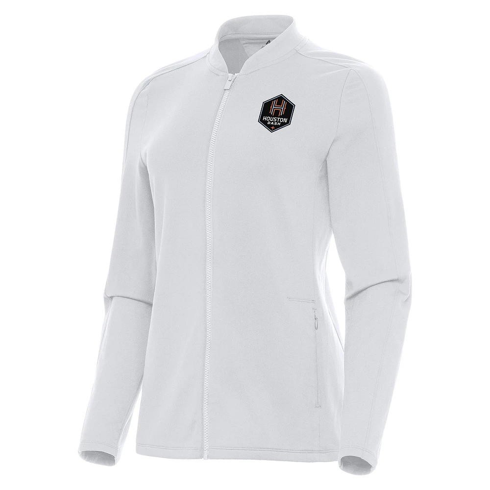 Women's Antigua White Houston Dash Continual Full-Zip Jacket