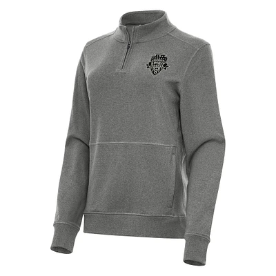Women's Antigua Heather Charcoal Washington Spirit Crush Quarter-Zip Jacket