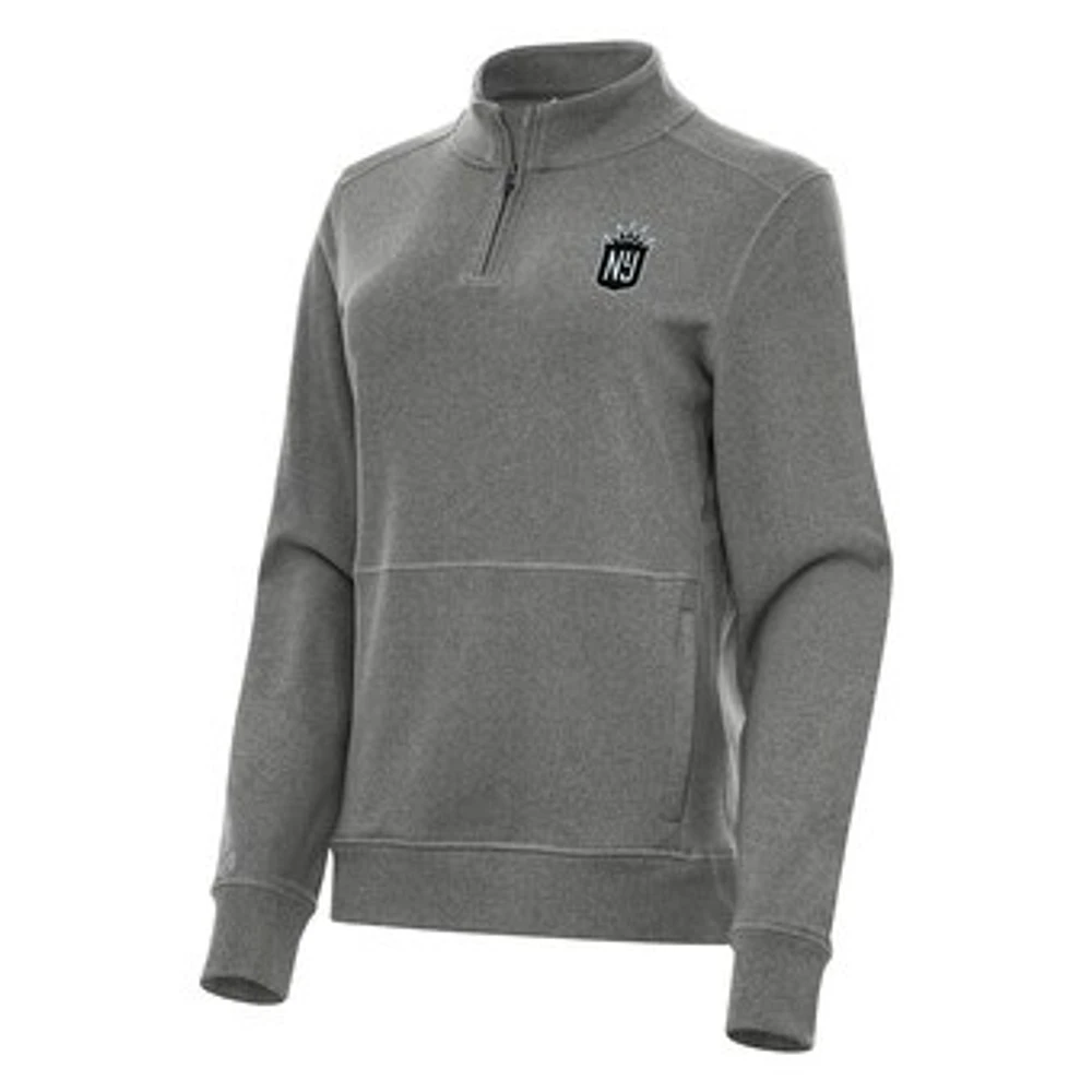 Women's Antigua Heather Charcoal NJ/NY Gotham FC Crush Quarter-Zip Jacket
