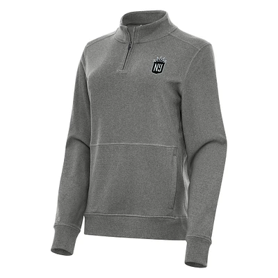 Women's Antigua Heather Charcoal NJ/NY Gotham FC Crush Quarter-Zip Jacket