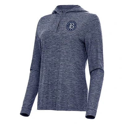 Women's Antigua Heather Navy Bay FC Daybreak Quarter-Zip Jacket