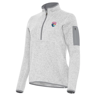 Women's Antigua Heather Gray San Diego Wave FC Fortune Quarter-Zip Jacket