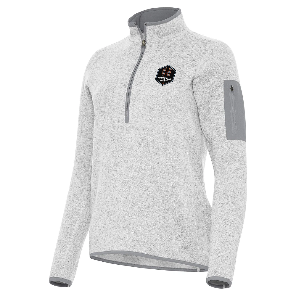 Women's Antigua Heather Gray Houston Dash Fortune Quarter-Zip Jacket