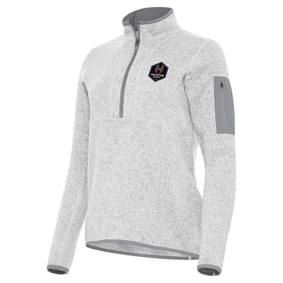 Women's Antigua Heather Gray Houston Dash Fortune Quarter-Zip Jacket