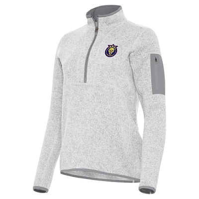 Women's Antigua Heather Gray Utah Royals Fortune Quarter-Zip Jacket