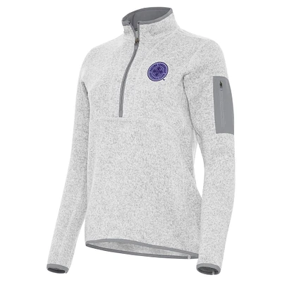Women's Antigua Heather Gray Racing Louisville FC Fortune Quarter-Zip Jacket