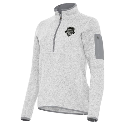 Women's Antigua Heather Gray Washington Spirit Fortune Quarter-Zip Jacket