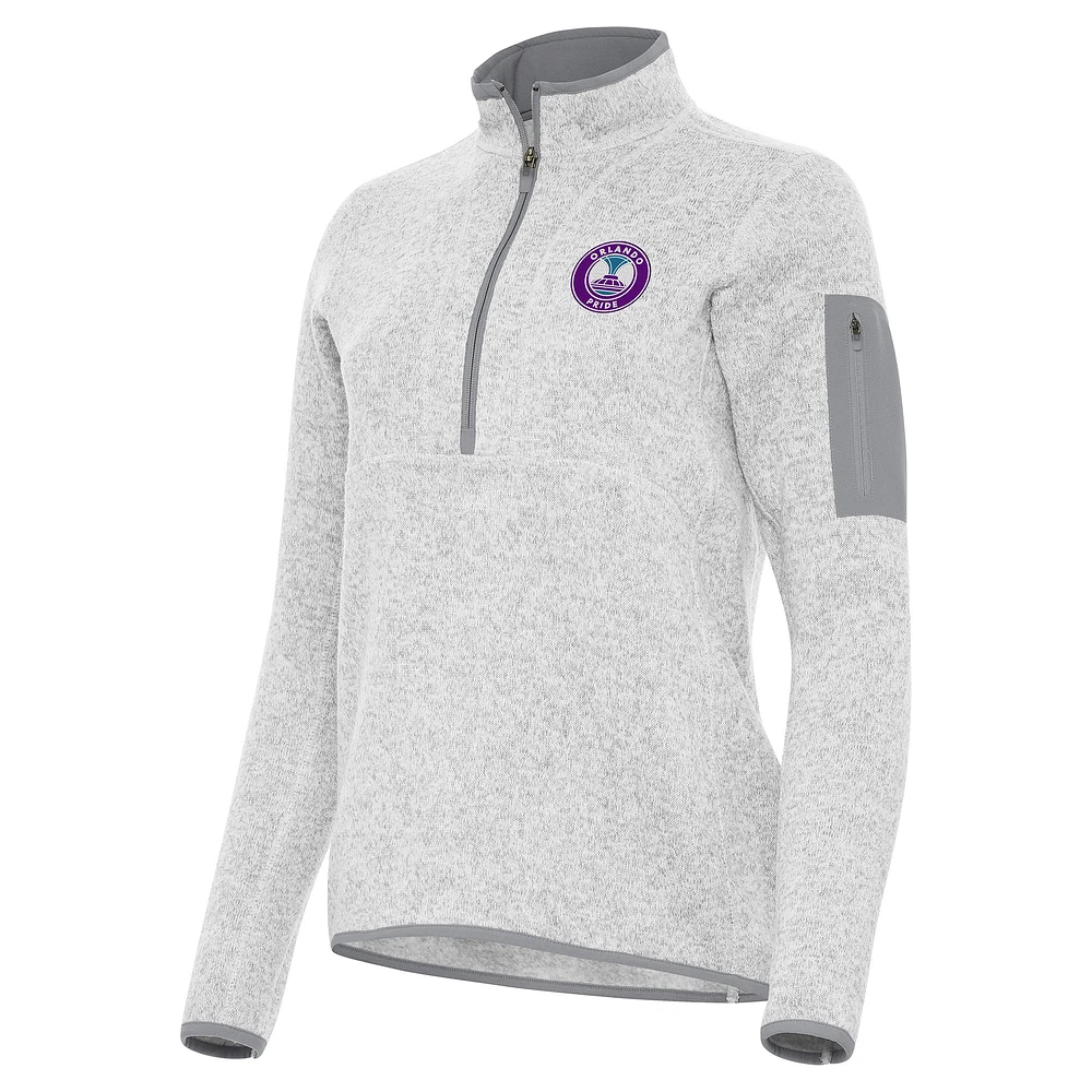 Women's Antigua Heather Gray Orlando Pride Fortune Quarter-Zip Jacket