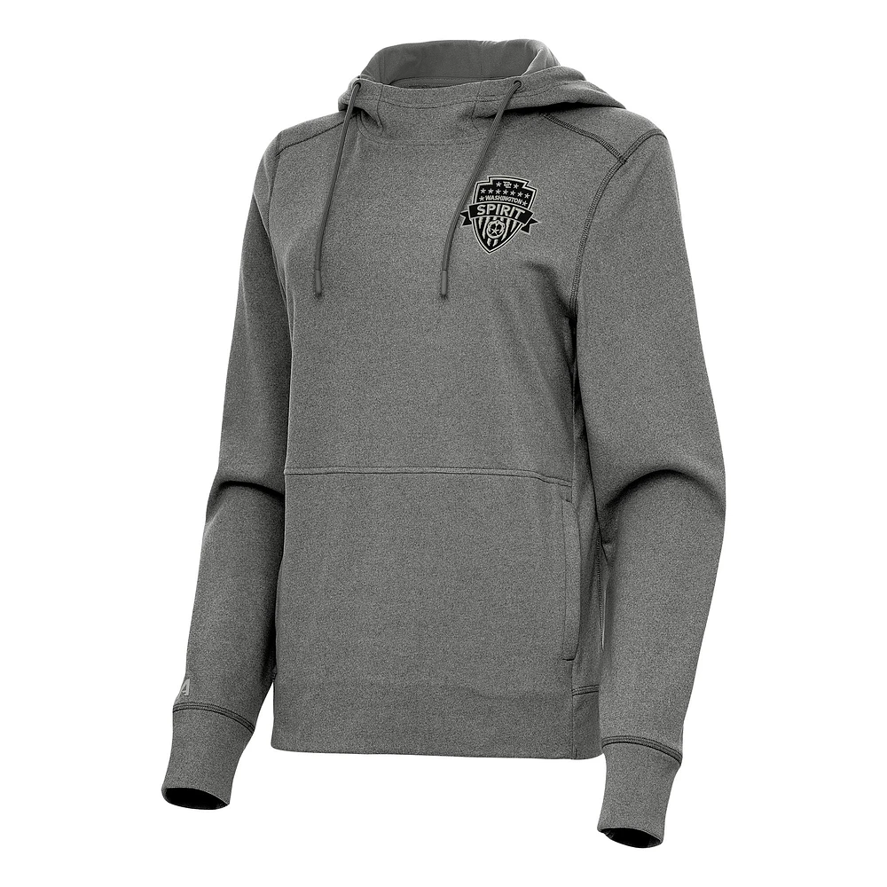 Women's Antigua Heather Black Washington Spirit Justice Pullover Hoodie