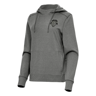 Women's Antigua Heather Black Washington Spirit Justice Pullover Hoodie