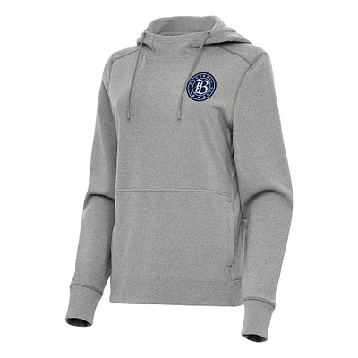 Women's Antigua Heather Gray Bay FC Justice Pullover Hoodie