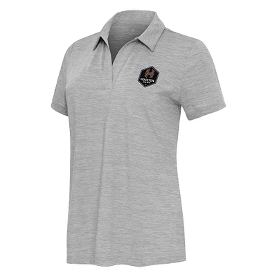Women's Antigua Heather Gray Houston Dash Layout V-Neck Polo