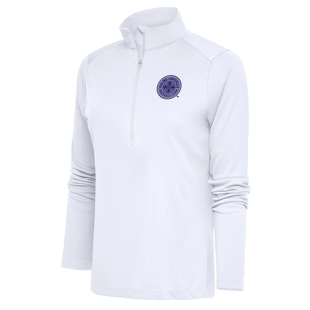 Women's Antigua White Racing Louisville FC Tribute Half-Zip Jacket