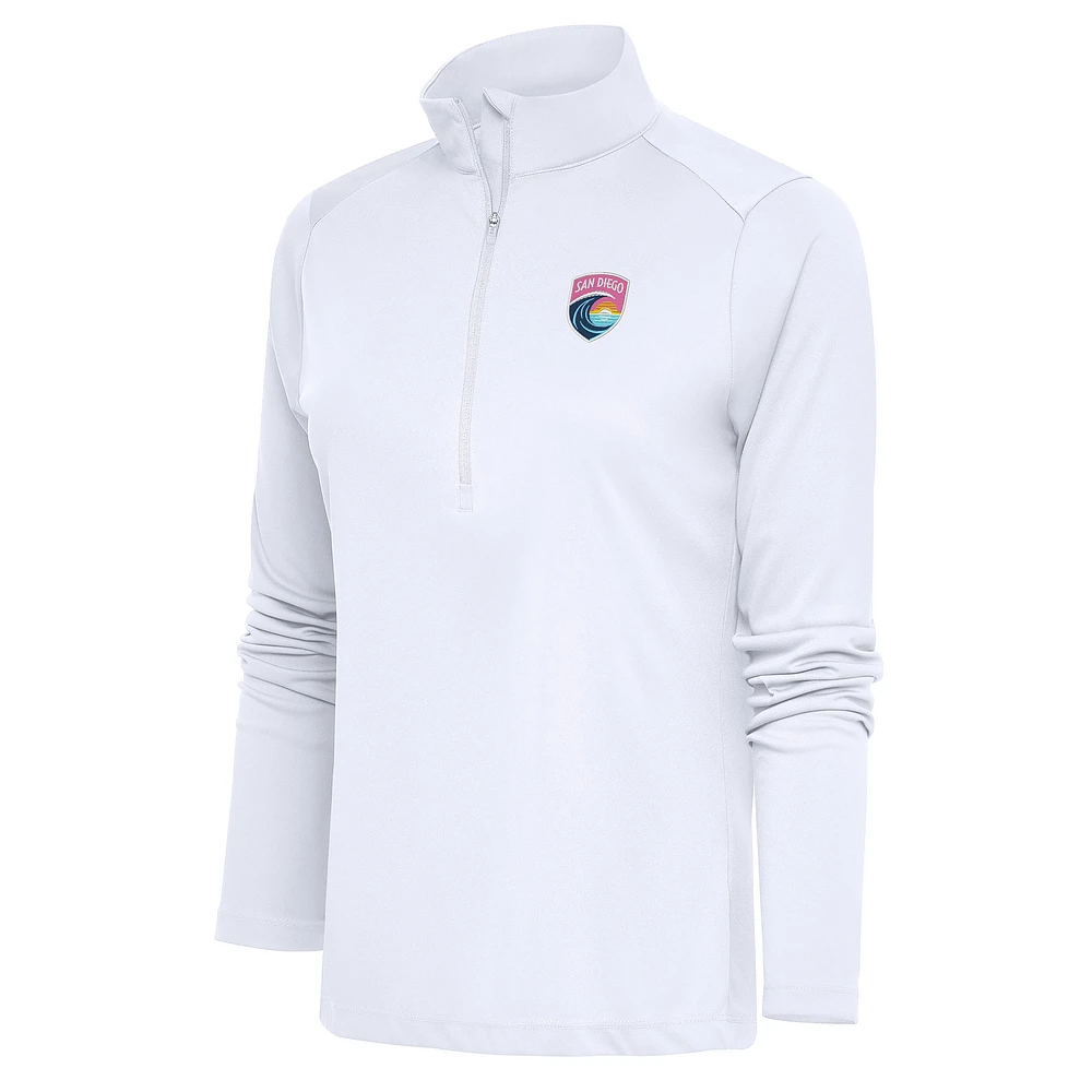 Women's Antigua White San Diego Wave FC Tribute Half-Zip Jacket