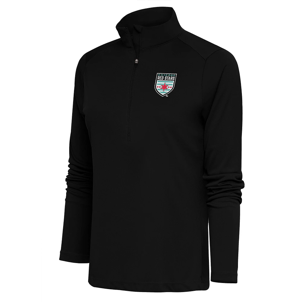 Women's Antigua Black Chicago Red Stars Tribute Half-Zip Jacket