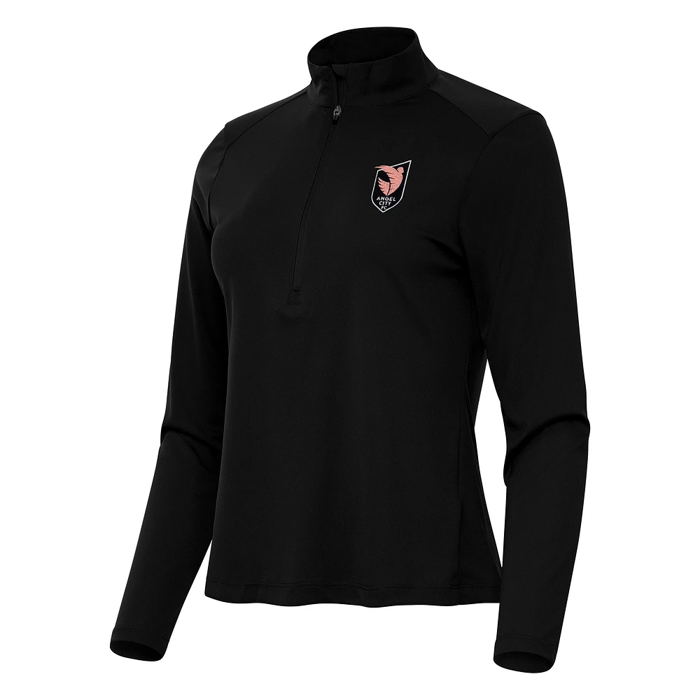 Women's Antigua Black Angel City FC Tribute Half-Zip Jacket
