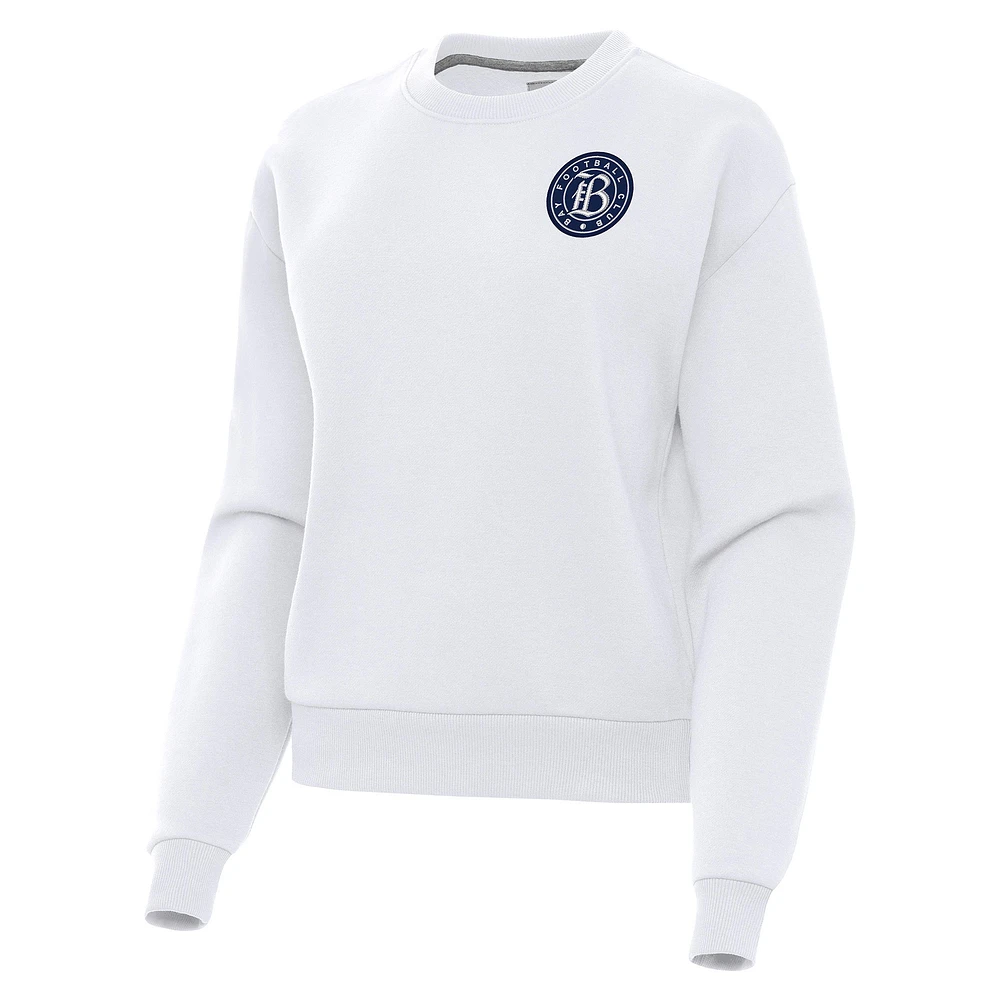 Women's Antigua White Bay FC Victory Pullover Sweatshirt