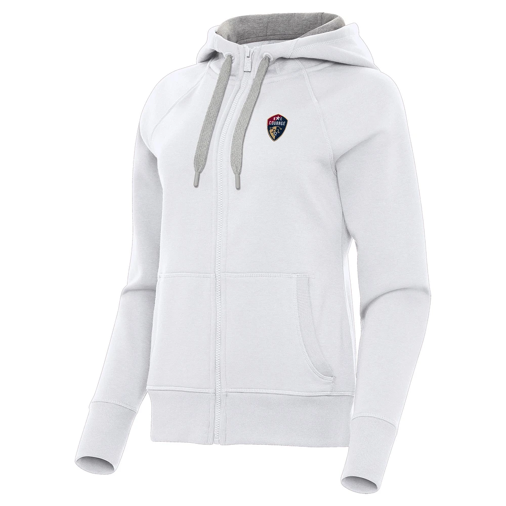 Women's Antigua White North Carolina Courage Victory Full-Zip Hoodie
