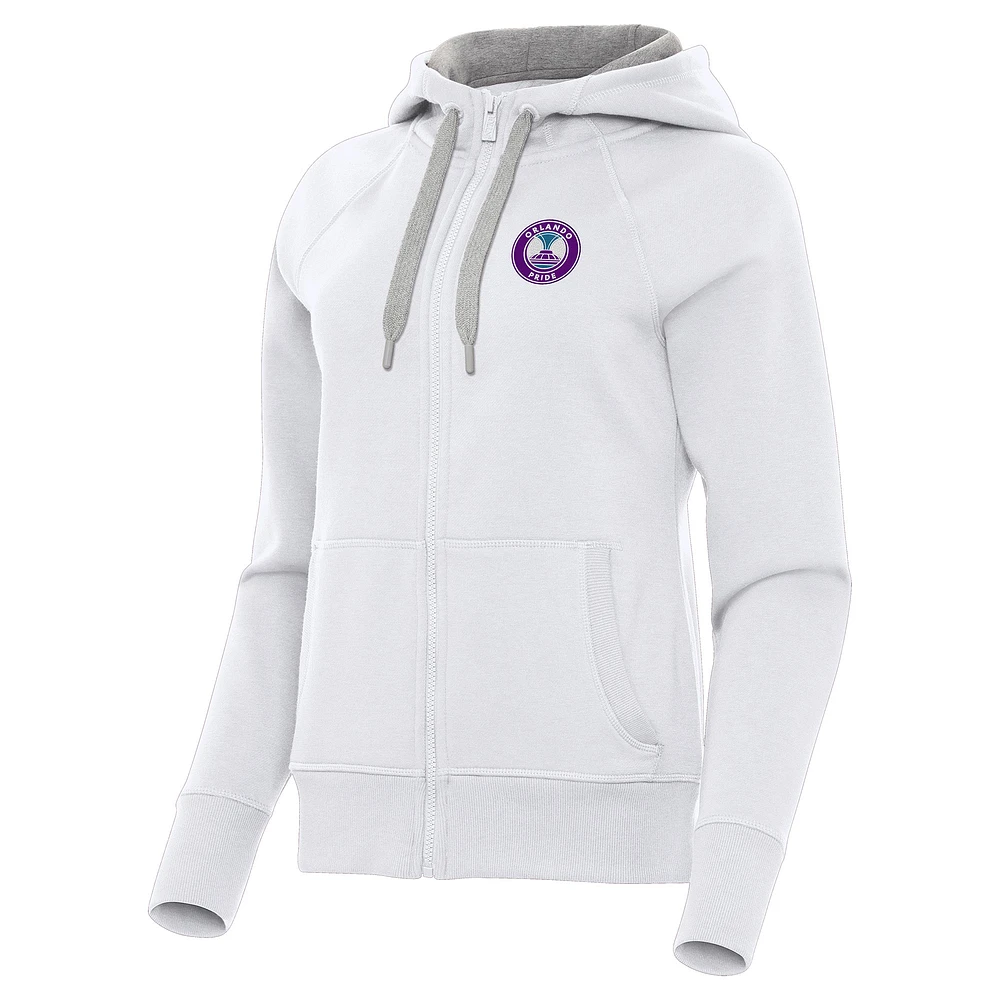 Women's Antigua White Orlando Pride Victory Full-Zip Hoodie